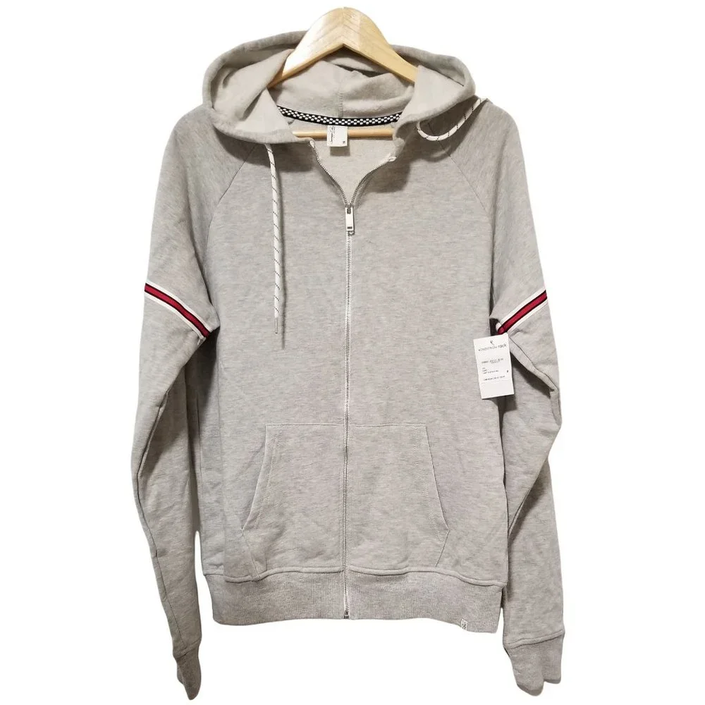 Mens Gray Hoodie Zip Front Hooded Sweatshirt New - Picture 11 of 11